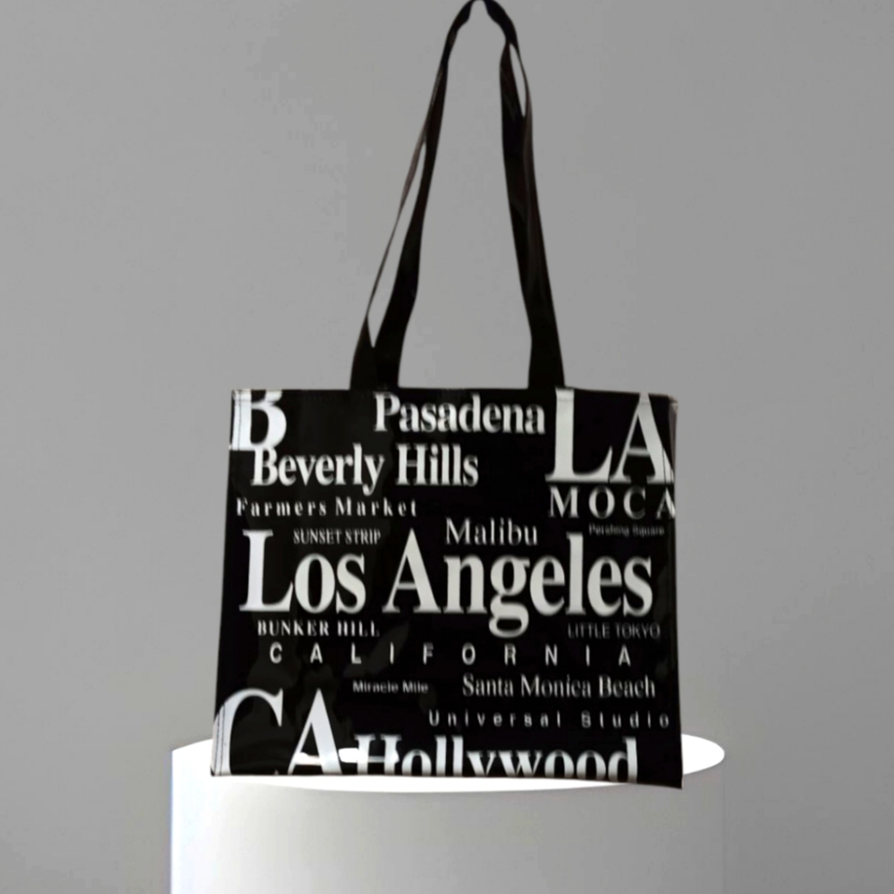 - Chic Black Patent Leather Bag LOS ANGELES Tote Bag By Jay Joshua